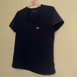 Figs  Navy V-Neck Short Sleeve Scrub Top Size XS ~ Healthcare